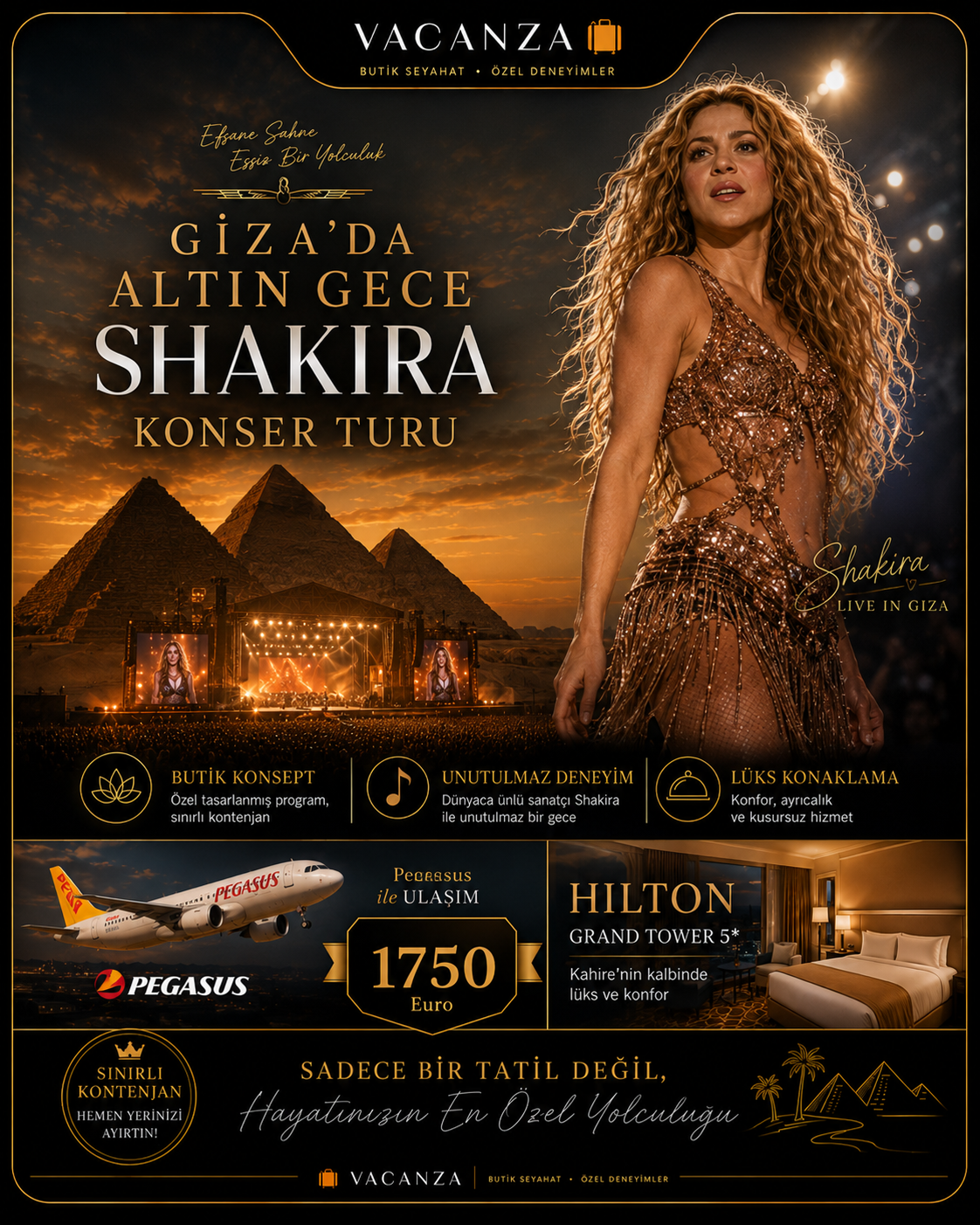 F�YAT B�LG�S� - Giza�da Alt�n Gece Shakira Konser Turu